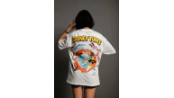 kadın Bisiklet Yaka Baskılı Oversize Kısa kol T-Shirt - Beyaz kadın Bisiklet Yaka Baskılı Oversize Kısa kol T-Shirt - Beyaz