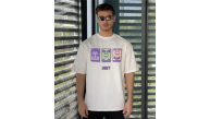 Erkek Kısa Kol Yazlık Tişört Bisiklet Yaka Baskılı Oversize T-Shirt - Beyaz Erkek Kısa Kol Yazlık Tişört Bisiklet Yaka Baskılı Oversize T-Shirt - Beyaz