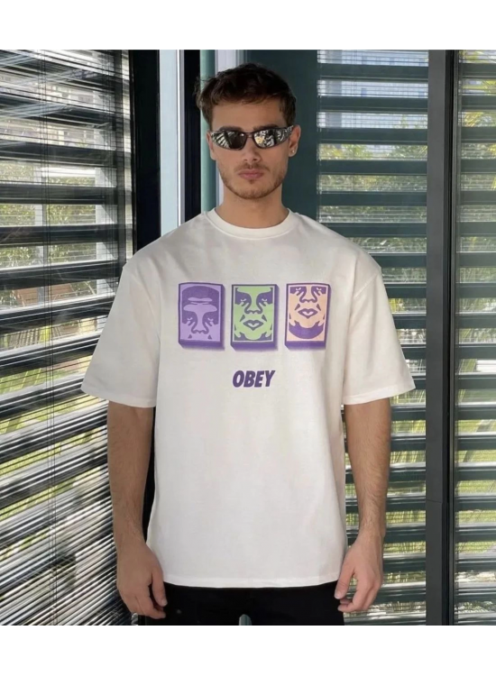 Erkek Kısa Kol Yazlık Tişört Bisiklet Yaka Baskılı Oversize T-Shirt - Beyaz Erkek Kısa Kol Yazlık Tişört Bisiklet Yaka Baskılı Oversize T-Shirt - Beyaz
