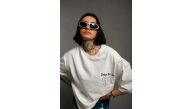 kadın Bisiklet Yaka Baskılı Oversize Kısa kol T-Shirt - Beyaz kadın Bisiklet Yaka Baskılı Oversize Kısa kol T-Shirt - Beyaz