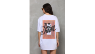 Kadın Baskılı T-Shirt Kısa Kol Bisiklet Yaka Oversize Rahat Kalıp Tişört - Beyaz Kadın Baskılı T-Shirt Kısa Kol Bisiklet Yaka Oversize Rahat Kalıp Tişört - Beyaz