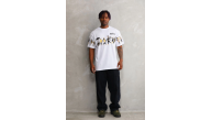 Erkek Kısa Kol Yazlık Tişört Bisiklet Yaka Baskılı Oversize T-Shirt - Beyaz
