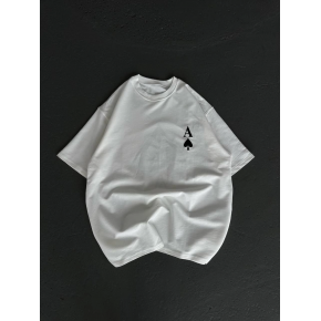 Kadın Baskılı T-Shirt Kısa Kol Bisiklet Yaka Oversize Rahat Kalıp Günlük Tişört  - Beyaz