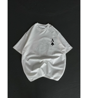 Kadın Baskılı T-Shirt Kısa Kol Bisiklet Yaka Oversize Rahat Kalıp Günlük Tişört  - Beyaz