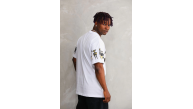 Erkek Kısa Kol Yazlık Tişört Bisiklet Yaka Baskılı Oversize T-Shirt - Beyaz