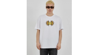 Erkek Kısa Kol Yazlık Tişört Bisiklet Yaka Baskılı Oversize T-Shirt - Beyaz