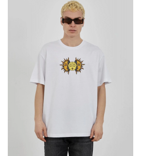 Erkek Kısa Kol Yazlık Tişört Bisiklet Yaka Baskılı Oversize T-Shirt - Beyaz