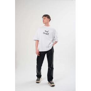Erkek Kısa Kol Yazlık Tişört Bisiklet Yaka Baskılı Oversize T-Shirt -  Beyaz
