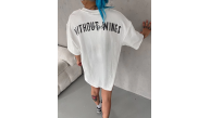 Kadın Kısa Kol Yazlık Tişört Bisiklet Yaka Baskılı Oversize T-Shirt - Beyaz Kadın Kısa Kol Yazlık Tişört Bisiklet Yaka Baskılı Oversize T-Shirt - Beyaz
