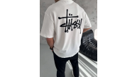 Erkek Tişört Bisiklet Yaka Baskılı Oversize Kısa kol T-Shirt - Beyaz Erkek Tişört Bisiklet Yaka Baskılı Oversize Kısa kol T-Shirt - Beyaz