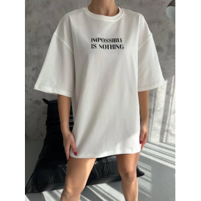kadın Bisiklet Yaka Baskılı Oversize  Kısa kol T-Shirt - Beyaz