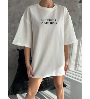 kadın Bisiklet Yaka Baskılı Oversize  Kısa kol T-Shirt - Beyaz