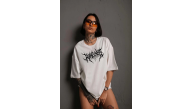 Kadın Baskılı T-Shirt Kısa Kol Bisiklet Yaka Oversize Rahat Kalıp Günlük Tişört - Beyaz Kadın Baskılı T-Shirt Kısa Kol Bisiklet Yaka Oversize Rahat Kalıp Günlük Tişört - Beyaz