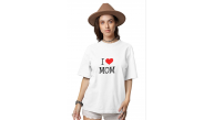 kadın Bisiklet Yaka Baskılı Oversize Kısa kol T-Shirt - Beyaz kadın Bisiklet Yaka Baskılı Oversize Kısa kol T-Shirt - Beyaz