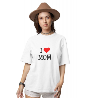kadın Bisiklet Yaka Baskılı Oversize Kısa kol  T-Shirt - Beyaz
