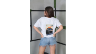 Kadın Bisiklet Yaka Baskılı Kısa kol Oversize T-Shirt- Beyaz Kadın Bisiklet Yaka Baskılı Kısa kol Oversize T-Shirt- Beyaz