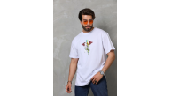 Erkek Baskılı T-Shirt Kısa Kol Bisiklet Yaka Regular Fit Rahat Kalıp Tişört - Beyaz Erkek Baskılı T-Shirt Kısa Kol Bisiklet Yaka Regular Fit Rahat Kalıp Tişört - Beyaz
