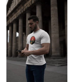 Erkek Kısa Kol Yazlık Tişört Bisiklet Yaka Baskılı Oversize T-Shirt - Beyaz