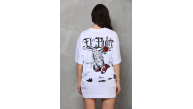Kadın Kısa Kol Yazlık Tişört Bisiklet Yaka Baskılı Oversize T-Shirt - Beyaz Kadın Kısa Kol Yazlık Tişört Bisiklet Yaka Baskılı Oversize T-Shirt - Beyaz