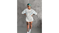 Kadın Bisiklet Yaka Yıldırım Baskılı Kısa kol T-Shirt - Beyaz Kadın Bisiklet Yaka Yıldırım Baskılı Kısa kol T-Shirt - Beyaz