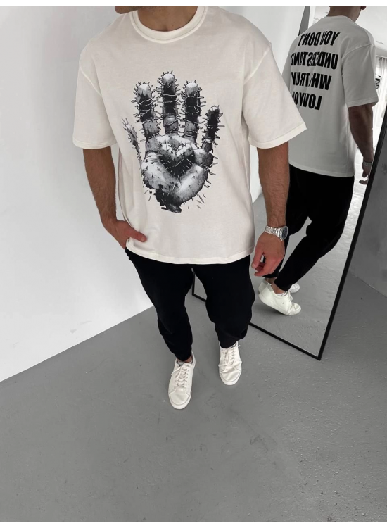 Erkek Baskılı T-Shirt Kısa Kol Bisiklet Yaka Regular Fit Rahat Kalıp Günlük Tişört - Beyaz Erkek Baskılı T-Shirt Kısa Kol Bisiklet Yaka Regular Fit Rahat Kalıp Günlük Tişört - Beyaz