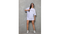 Kadın Baskılı T-Shirt Kısa Kol Bisiklet Yaka Oversize Rahat Kalıp Günlük Tişört - Beyaz Kadın Baskılı T-Shirt Kısa Kol Bisiklet Yaka Oversize Rahat Kalıp Günlük Tişört - Beyaz