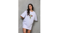 Kadın Baskılı T-Shirt Kısa Kol Bisiklet Yaka Regular Fit Rahat Kalıp Günlük Tişört - Beyaz Kadın Baskılı T-Shirt Kısa Kol Bisiklet Yaka Regular Fit Rahat Kalıp Günlük Tişört - Beyaz