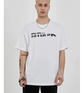 Erkek Kısa Kol Yazlık Tişört Bisiklet Yaka Baskılı Oversize T-Shirt - Beyaz
