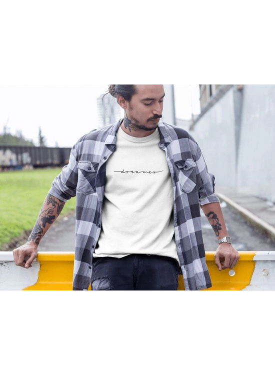Erkek Tişort Bisiklet Yaka Baskılı Kısa kol T-Shirt - Beyaz