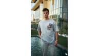 Erkek Kısa Kol Yazlık Tişört Bisiklet Yaka Baskılı Oversize T-Shirt - Boyalı Gri Erkek Kısa Kol Yazlık Tişört Bisiklet Yaka Baskılı Oversize T-Shirt - Boyalı Gri