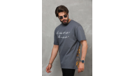 Erkek Kısa Kol Yazlık Tişört Bisiklet Yaka Baskılı Oversize T-Shirt - Füme Erkek Kısa Kol Yazlık Tişört Bisiklet Yaka Baskılı Oversize T-Shirt - Füme