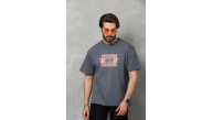 Erkek Baskılı T-Shirt Kısa Kol Bisiklet Yaka Regular Fit Rahat Kalıp Tişört -  Füme