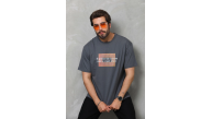 Erkek Baskılı T-Shirt Kısa Kol Bisiklet Yaka Regular Fit Rahat Kalıp Tişört -  Füme