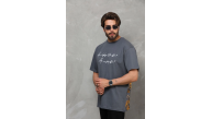 Erkek Kısa Kol Yazlık Tişört Bisiklet Yaka Baskılı Oversize T-Shirt - Füme Erkek Kısa Kol Yazlık Tişört Bisiklet Yaka Baskılı Oversize T-Shirt - Füme