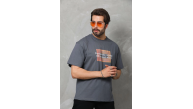 Erkek Baskılı T-Shirt Kısa Kol Bisiklet Yaka Regular Fit Rahat Kalıp Tişört -  Füme