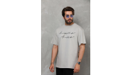 Erkek Kısa Kol Yazlık Tişört Bisiklet Yaka Baskılı Oversize T-Shirt - Gri