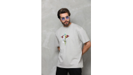 Erkek Baskılı T-Shirt Kısa Kol Bisiklet Yaka Regular Fit Rahat Kalıp Tişört -  Gri