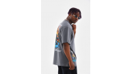 Erkek Tişort Bisiklet Yaka Baskılı Oversize T-Shirt - Gri Erkek Tişort Bisiklet Yaka Baskılı Oversize T-Shirt - Gri
