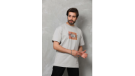 Erkek Baskılı T-Shirt Kısa Kol Bisiklet Yaka Regular Fit Rahat Kalıp Tişört -  Gri