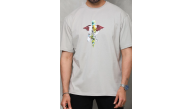 Erkek Baskılı T-Shirt Kısa Kol Bisiklet Yaka Regular Fit Rahat Kalıp Tişört -  Gri
