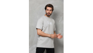 Erkek Kısa Kol Yazlık Tişört Bisiklet Yaka Baskılı Oversize T-Shirt - Gri Erkek Kısa Kol Yazlık Tişört Bisiklet Yaka Baskılı Oversize T-Shirt - Gri