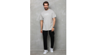 Erkek Kısa Kol Yazlık Tişört Bisiklet Yaka Baskılı Oversize T-Shirt - Gri Erkek Kısa Kol Yazlık Tişört Bisiklet Yaka Baskılı Oversize T-Shirt - Gri