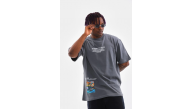 Erkek Tişort Bisiklet Yaka Baskılı Oversize T-Shirt - Gri Erkek Tişort Bisiklet Yaka Baskılı Oversize T-Shirt - Gri