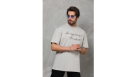 Erkek Kısa Kol Yazlık Tişört Bisiklet Yaka Baskılı Oversize T-Shirt - Gri