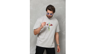 Erkek Baskılı T-Shirt Kısa Kol Bisiklet Yaka Regular Fit Rahat Kalıp Tişört -  Gri