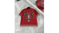 Erkek  Kısa kol Bisiklet Yaka Baskılı Oversize T-Shirt - Kırmızı
