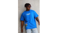 Erkek Bisiklet Yaka Baskılı Oversize T-Shirt - Mavi Erkek Bisiklet Yaka Baskılı Oversize T-Shirt - Mavi