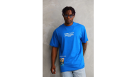 Erkek Bisiklet Yaka Baskılı Oversize T-Shirt - Mavi Erkek Bisiklet Yaka Baskılı Oversize T-Shirt - Mavi
