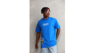 Erkek Bisiklet Yaka Baskılı Oversize T-Shirt - Mavi Erkek Bisiklet Yaka Baskılı Oversize T-Shirt - Mavi