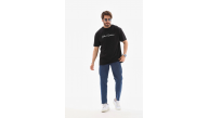 Erkek Kısa Kol Yazlık Tişört Bisiklet Yaka Baskılı Oversize T-Shirt - Siyah